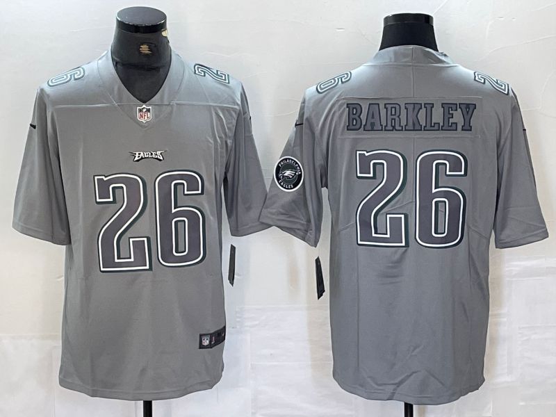 Men Philadelphia Eagles 26 Barkley Grey 2024 Nike Atmospheric edition Limited NFL Jersey style 1